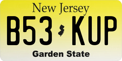 NJ license plate B53KUP