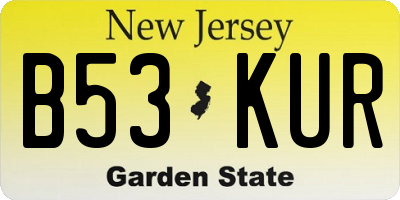 NJ license plate B53KUR