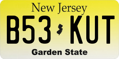NJ license plate B53KUT