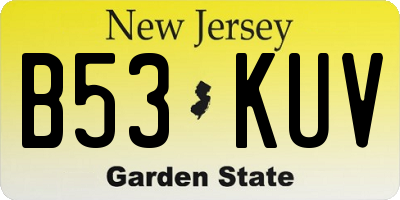 NJ license plate B53KUV