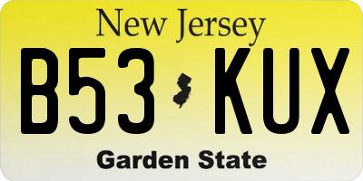 NJ license plate B53KUX
