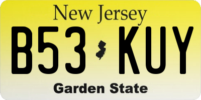 NJ license plate B53KUY