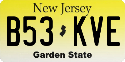 NJ license plate B53KVE