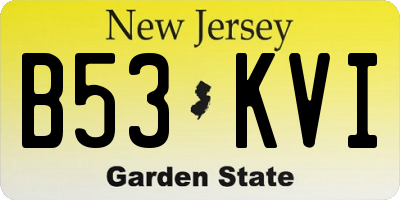 NJ license plate B53KVI