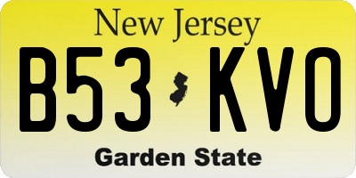 NJ license plate B53KVO