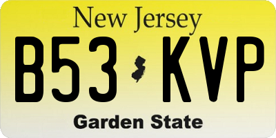 NJ license plate B53KVP