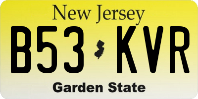 NJ license plate B53KVR
