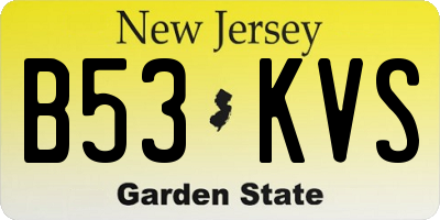 NJ license plate B53KVS