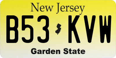 NJ license plate B53KVW