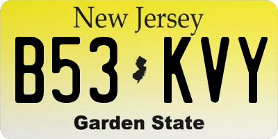 NJ license plate B53KVY