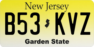 NJ license plate B53KVZ