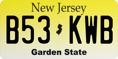 NJ license plate B53KWB