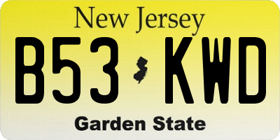 NJ license plate B53KWD