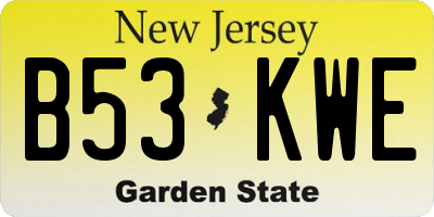 NJ license plate B53KWE