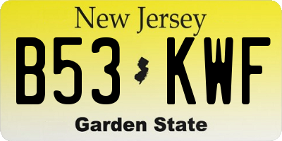 NJ license plate B53KWF