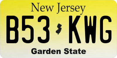 NJ license plate B53KWG