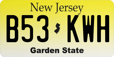 NJ license plate B53KWH