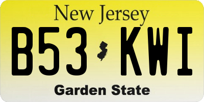 NJ license plate B53KWI
