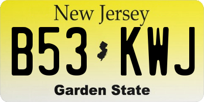 NJ license plate B53KWJ