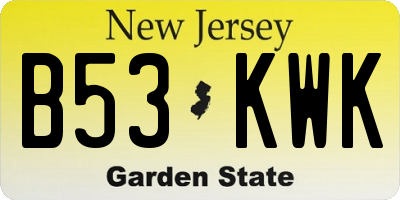 NJ license plate B53KWK