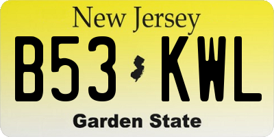 NJ license plate B53KWL