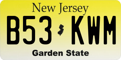 NJ license plate B53KWM