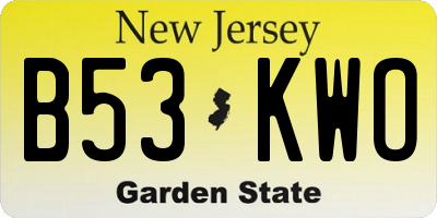 NJ license plate B53KWO