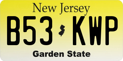 NJ license plate B53KWP