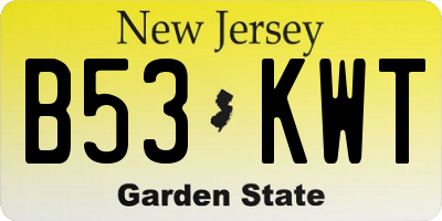 NJ license plate B53KWT