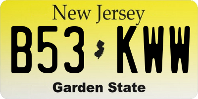 NJ license plate B53KWW