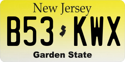 NJ license plate B53KWX
