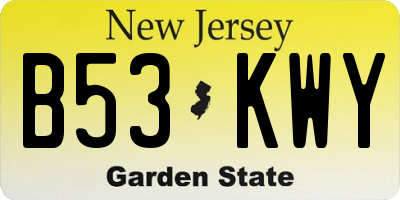 NJ license plate B53KWY