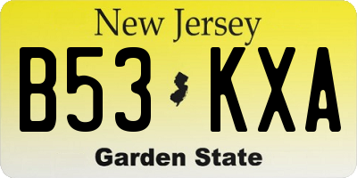 NJ license plate B53KXA