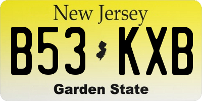 NJ license plate B53KXB