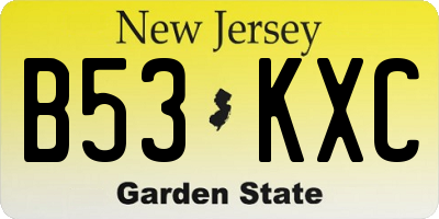NJ license plate B53KXC