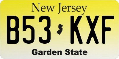 NJ license plate B53KXF
