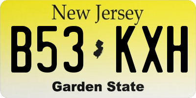 NJ license plate B53KXH