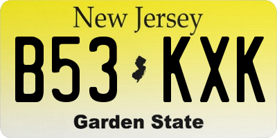 NJ license plate B53KXK