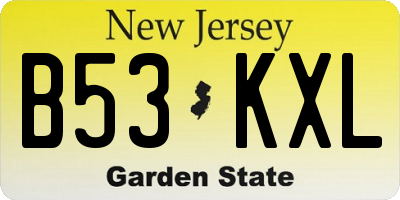 NJ license plate B53KXL