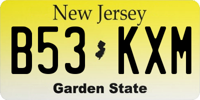 NJ license plate B53KXM
