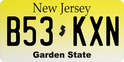 NJ license plate B53KXN