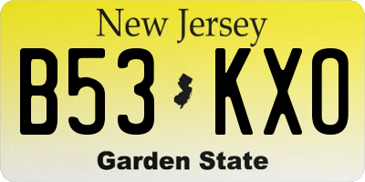 NJ license plate B53KXO