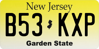 NJ license plate B53KXP
