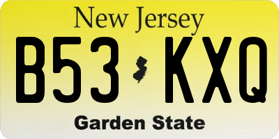 NJ license plate B53KXQ