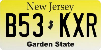 NJ license plate B53KXR
