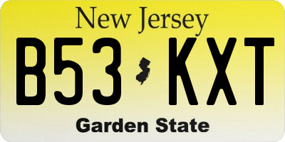 NJ license plate B53KXT