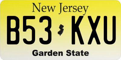 NJ license plate B53KXU
