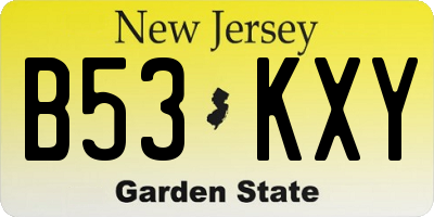 NJ license plate B53KXY