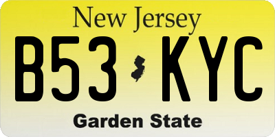 NJ license plate B53KYC