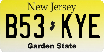 NJ license plate B53KYE